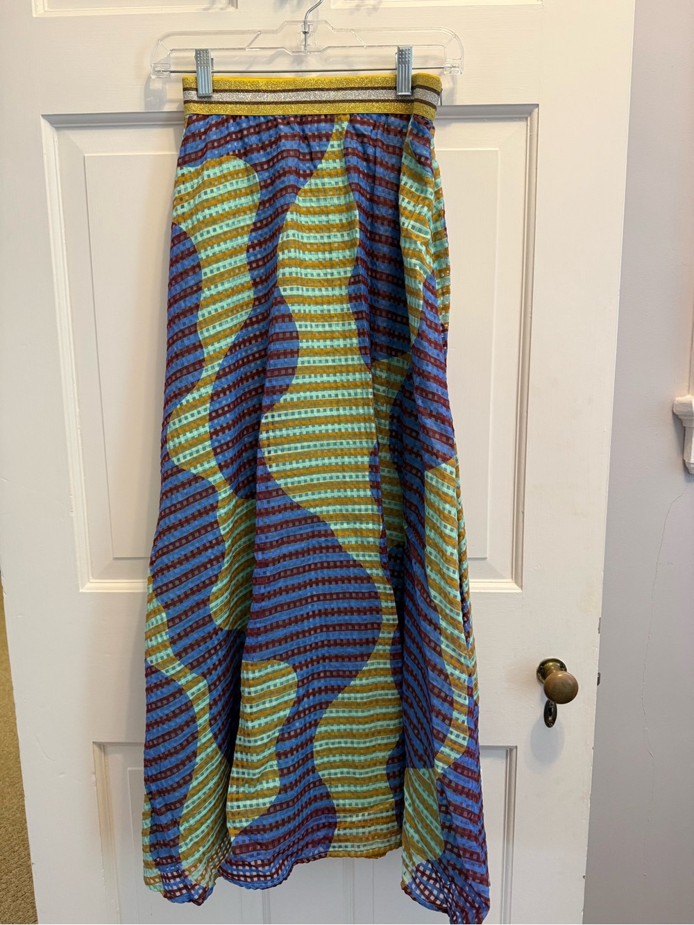 Oliphant Swing Skirt with Metallic Waistband